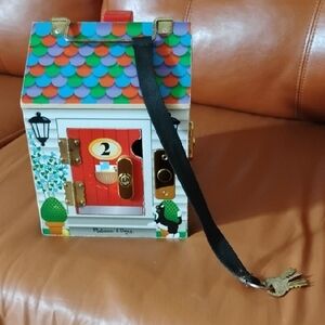 Melissa & Doug Multicolor Wooden Playhouse Lockbox with Keys